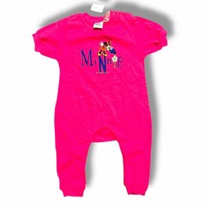 Vintage Disney Minnie Mouse Pink One Piece Baby One Piece Romper 24 Months NWT